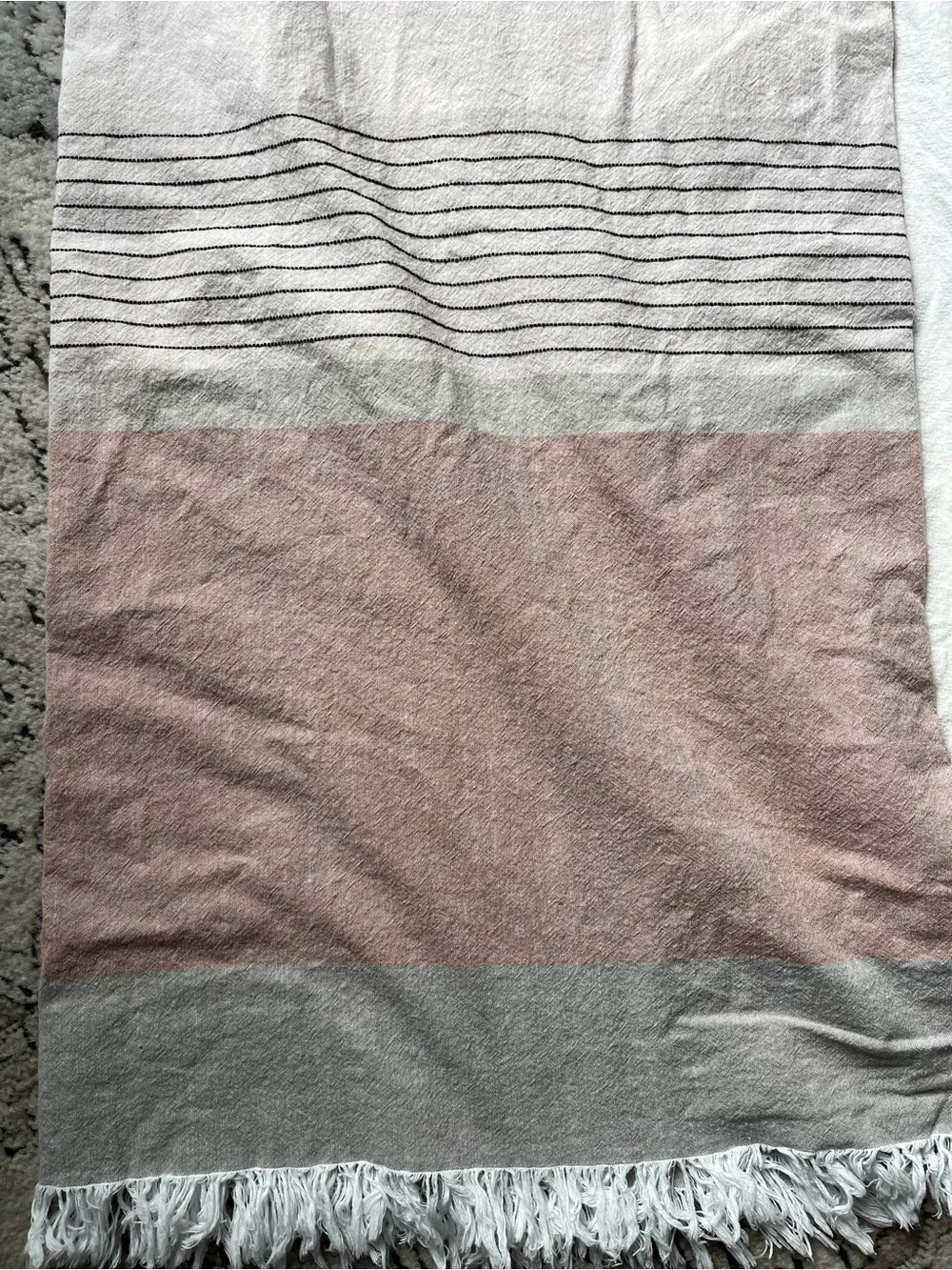 Hearth & Hand with Magnolia Shower Curtain & Rug Set - Mauve, Cream, Gray, Black